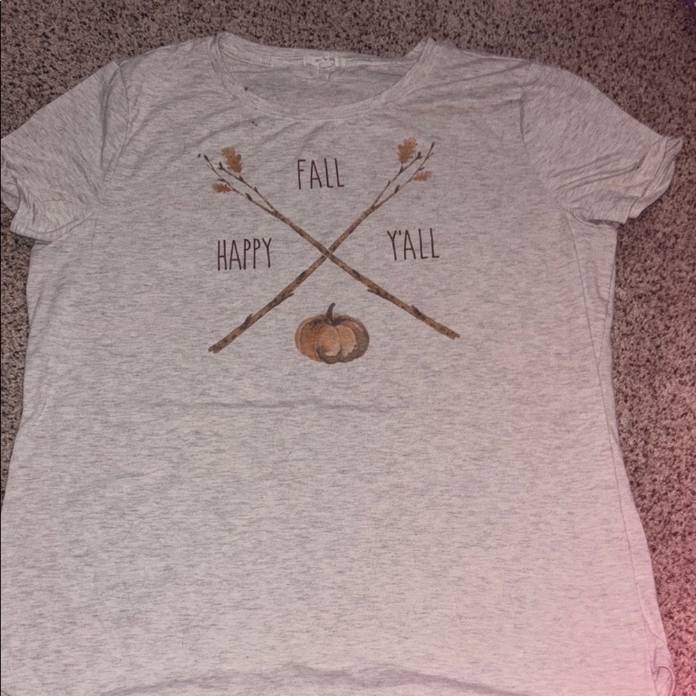 Gray Fall Graphic T-Shirt